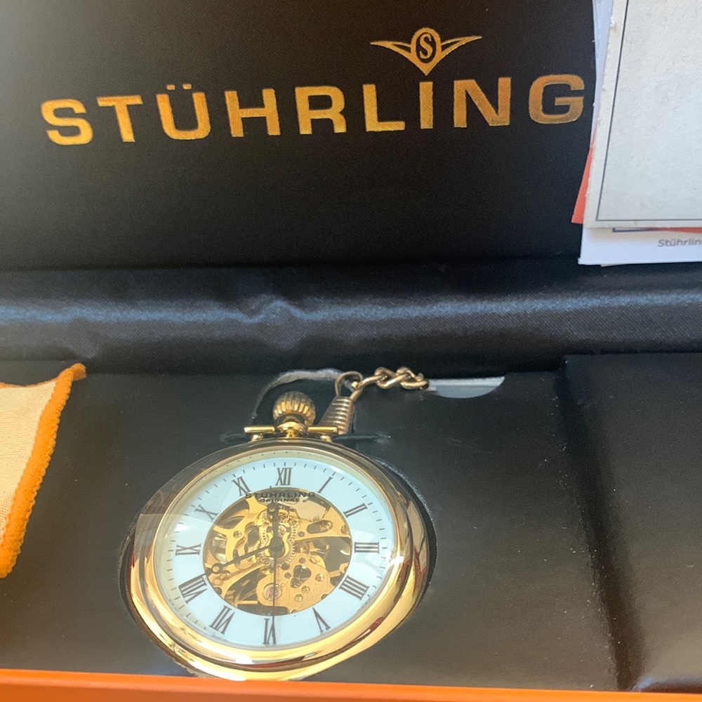 STUHRLING ORIGINAL Mechanical Movement Pocket Watch- Gold